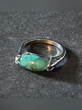 🦋 Vintage Y2K Turquoise Marquis Statement Ring - Size 6.5 🦋